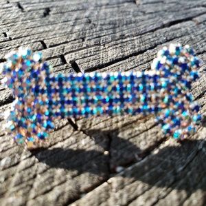 🐕‍🦺 DOG BONE Broach Pin AB Swarovski Crystals Signed